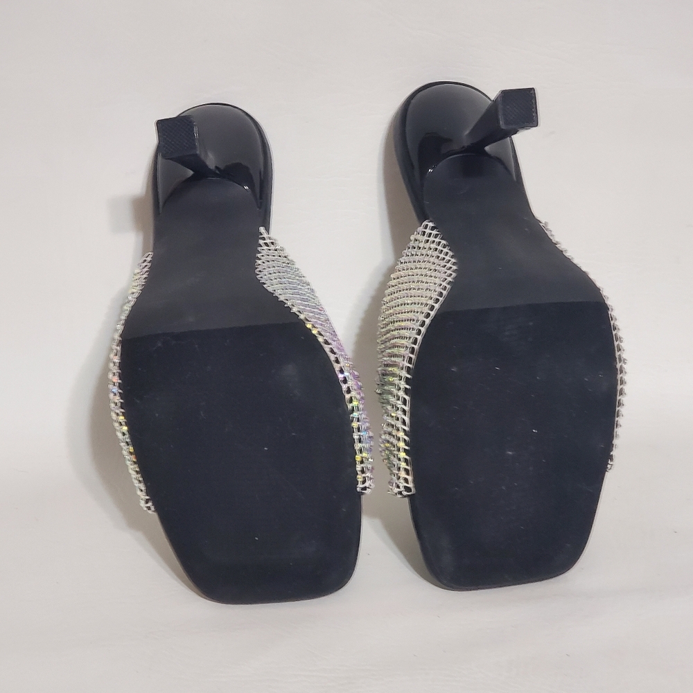 Liliana Black and Silver Fishnet Women's Heels - Picture 5 of 7